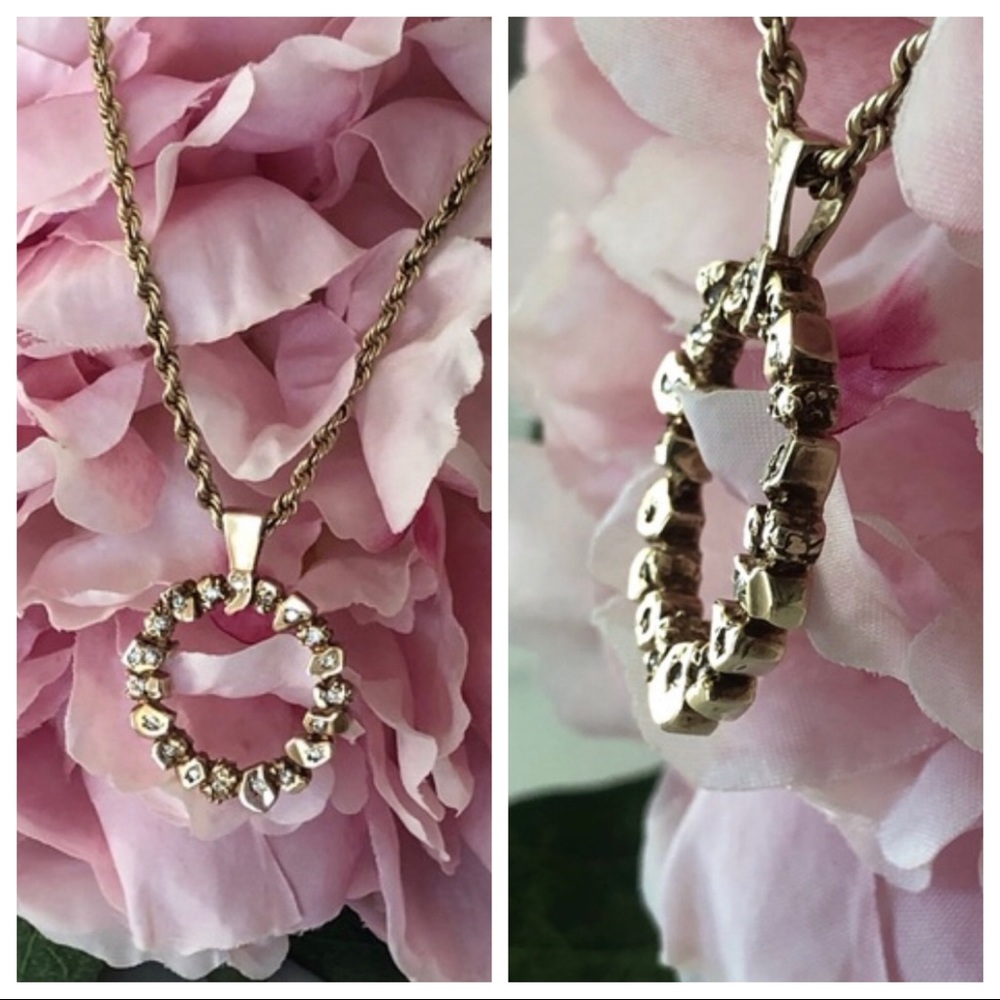 Vintage 14K Gold Nuggets w/Diamonds Rope Chain - Picture 6 of 9